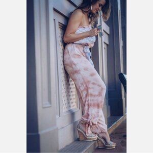 NWOT Free People Just Float Pink Tie Dye Strapless Jumpsuit